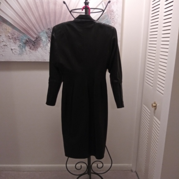 VAKKO BLACK LEATHER / COAT DRESS - Picture 2 of 7